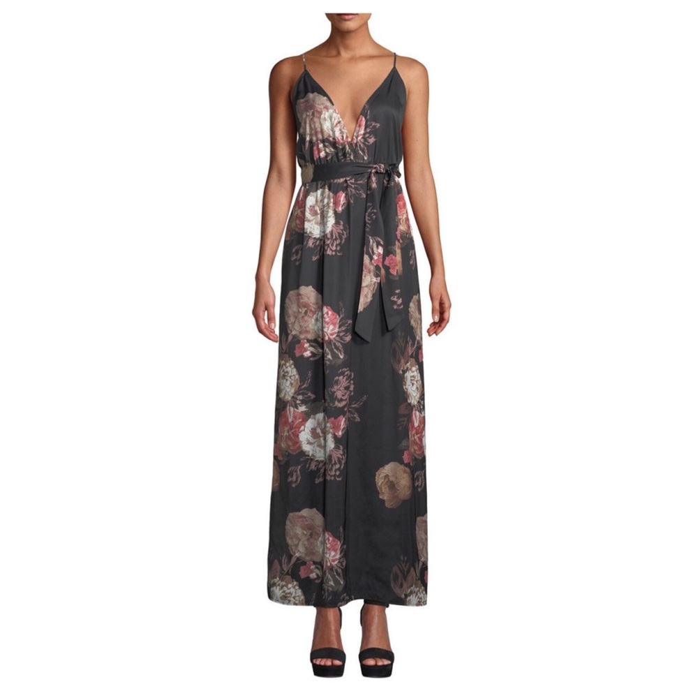 Tularosa Self-Tie Floral Black Maxi Dress - Picture 2 of 8